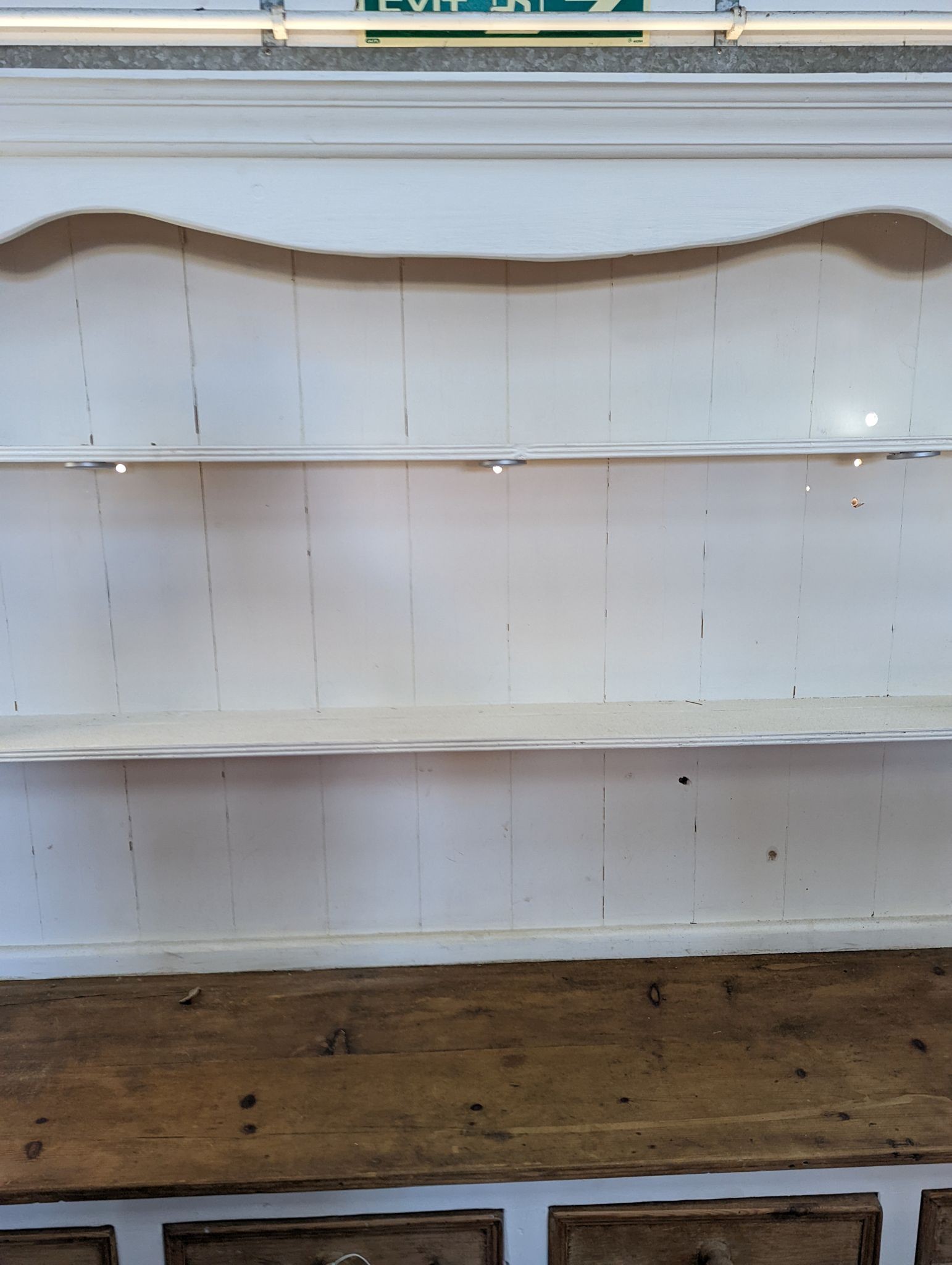 A Victorian style part painted pine dresser, length 183cm, depth 43cm, height 198cm